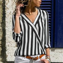 Load image into Gallery viewer, Women&#39;s Striped Blouse Shirt