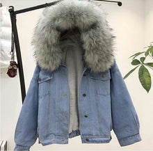 Load image into Gallery viewer, women jean jacket winter thick