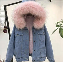 Load image into Gallery viewer, women jean jacket winter thick