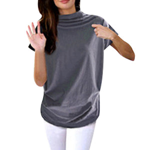 Women Casual Turtleneck Short Sleeve