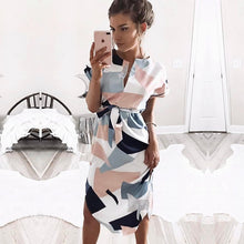 Load image into Gallery viewer, 2019 women boho style geometric print beach dress