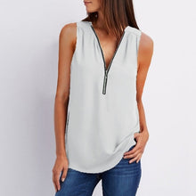 Load image into Gallery viewer, Women Chiffon Blouse Top Collar Zipper