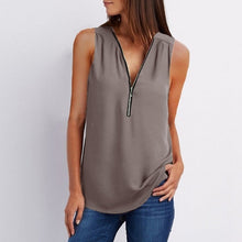 Load image into Gallery viewer, Women Chiffon Blouse Top Collar Zipper
