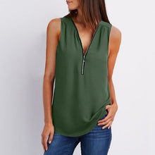 Load image into Gallery viewer, Women Chiffon Blouse Top Collar Zipper